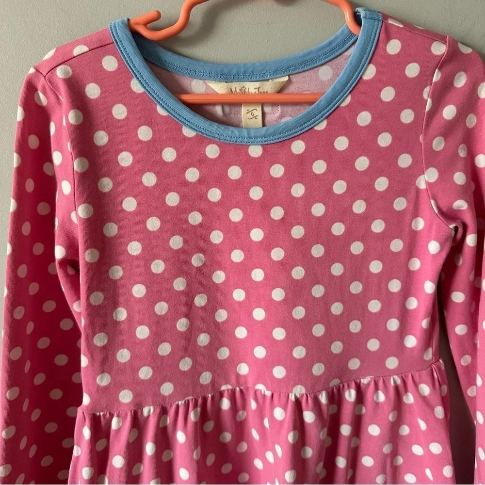 Matilda Jane Make Believe Collecting Leaves Lap Dress Size 6 Pink Polka Dot